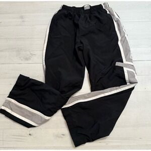 Vintage Nike Black‎ nylon Running Pants With grey white stripe youth large